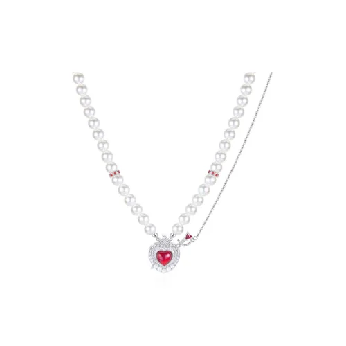 PARANOID PUPPY Pearl Glamorous Style Vintage Heart Necklace Women's