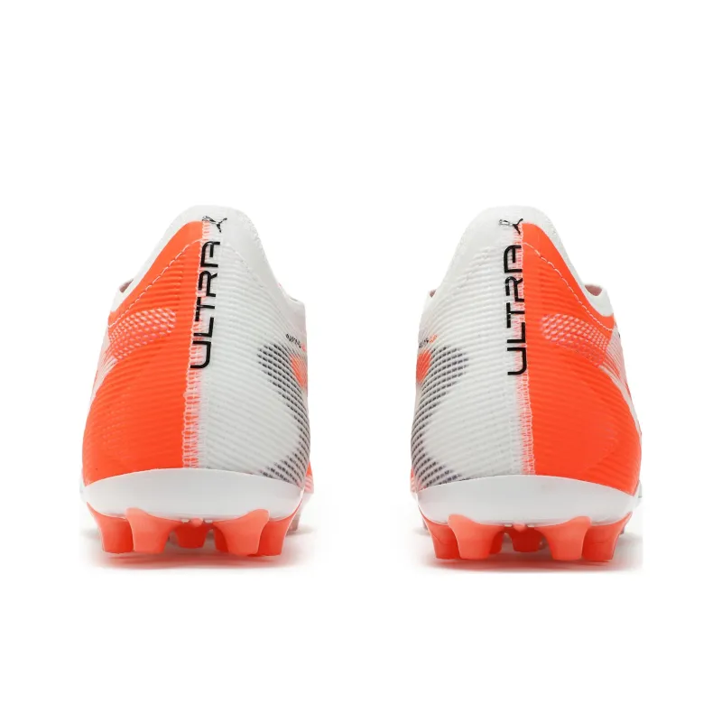 PUMA Ultra 5 MG Rubber Short Studs Anti-Slip Wear-Resistant Soccer Shoes Unisex White Orange-3