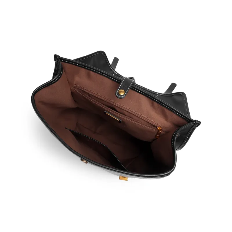 Mulinsen Polyurethane Patchwork With Cow Leather Backpack Large Size Unisex Light Coffee-14