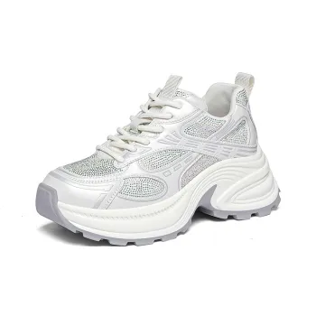 Golden Silk Rabbit Cushioning Anti Slip And Wear Resistant Height Increasing Low Top Chunky Sneakers Women's
