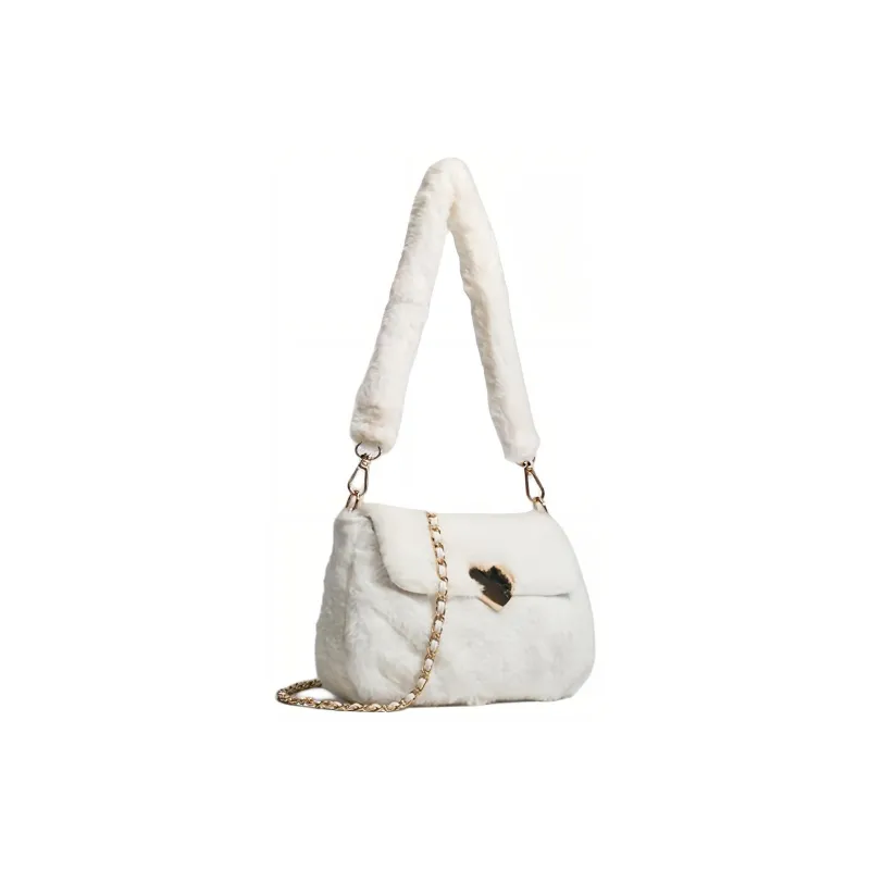 NX DOUGHNUT Artificial Plush Shoulder Bag Women's White-2