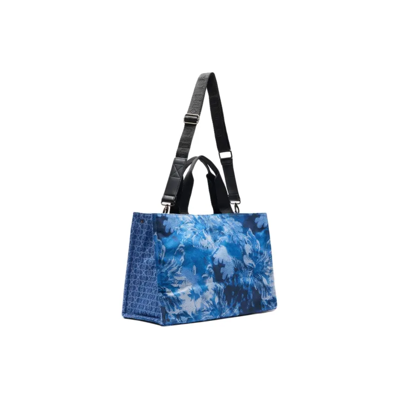 LIU·JO Cotton Tote Bag, Shopping Bag, Shoulder Bag, Handbag Women's Blue-2