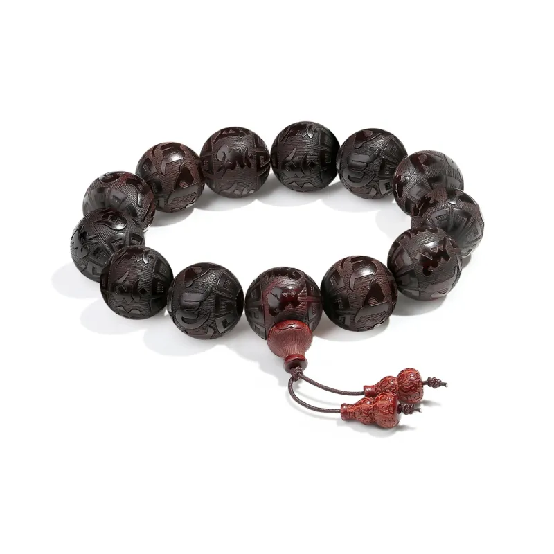 PUTUOSHANWENCHUANG Small Leaf Red Sandalwood Bracelets Unisex-2