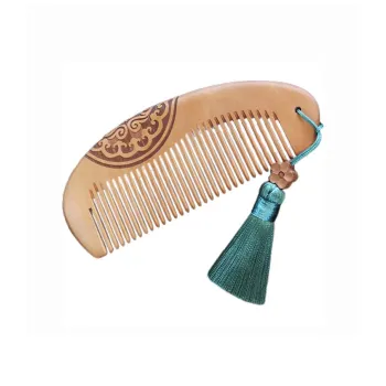 XIBI Large Size Double-Sided Carving Casual Portable Pocket Girl Smooth Delivery Peachwood Comb Massage Head