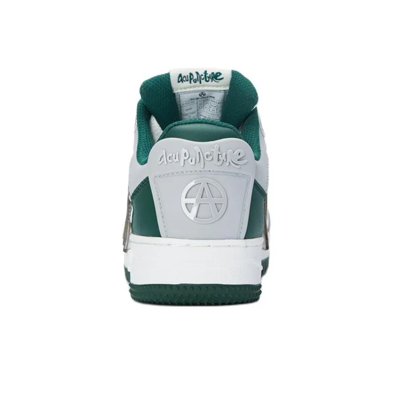 Acupuncture LOLA SNEAK Slip-Resistant Low-Top Skateboard Shoes Unisex White Green-3