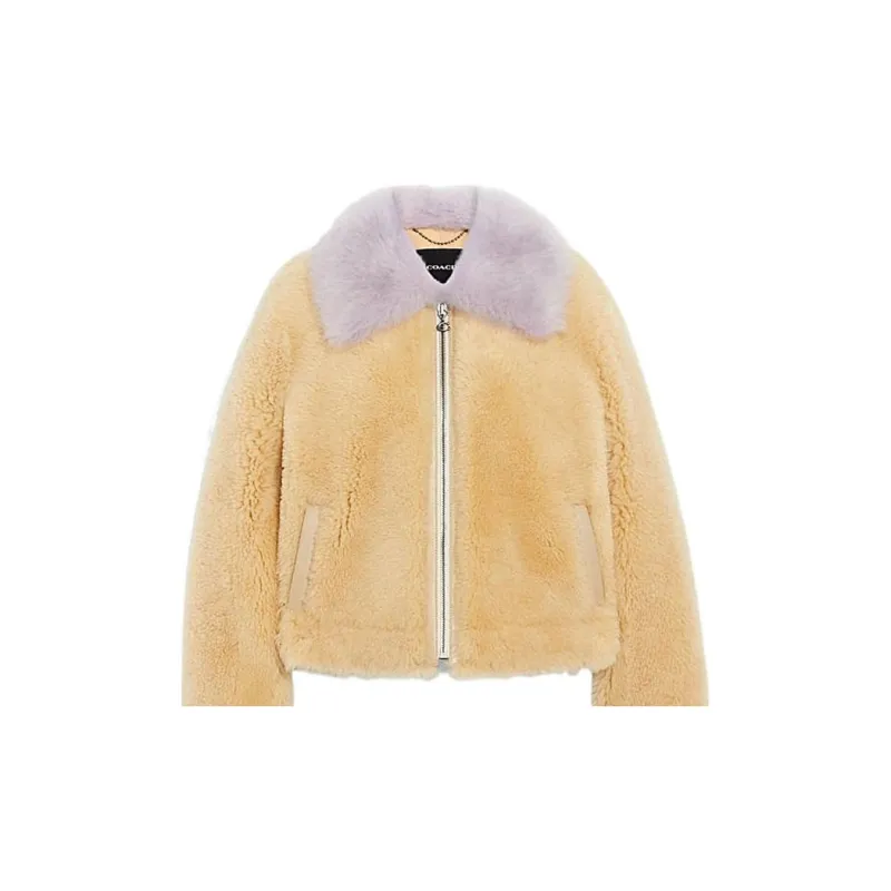 COACH FW22 Leather Jacket Women's Yellow-4