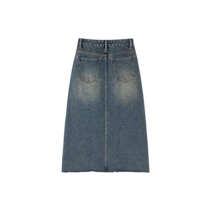 EKOOL Denim Long Skirt Women's Blue-1