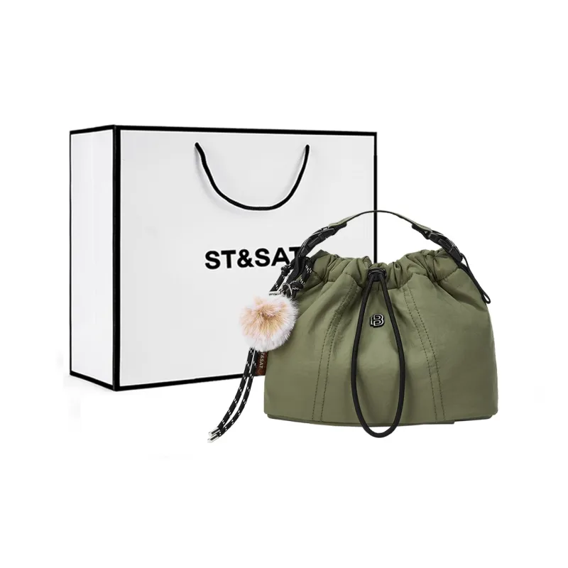 ST&SAT Fabric Crossbody Bag One Shoulder Handbag Regular Women's Green/Black-6