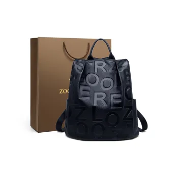 ZOOLER Cow Leather Backpack Large Size Unisex Black