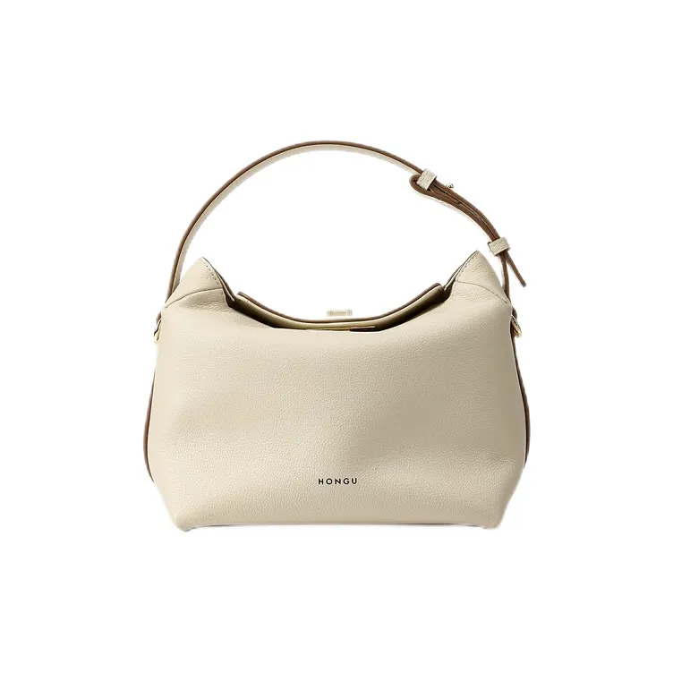 HONGU Cow Leather Bonded Synthetic Leather Crossbody Bag One Shoulder Handbag Regular Women's Elephant Gray/Ecru-6
