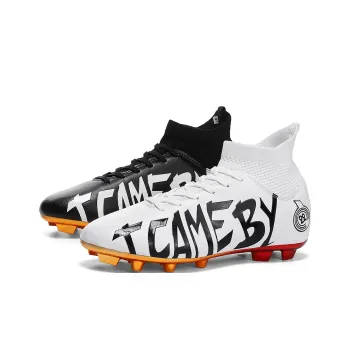 BIANSULONG TF Rubber Broken Studs Cushioned Slip Resistant Abrasion Resistant Soccer Shoes Unisex White