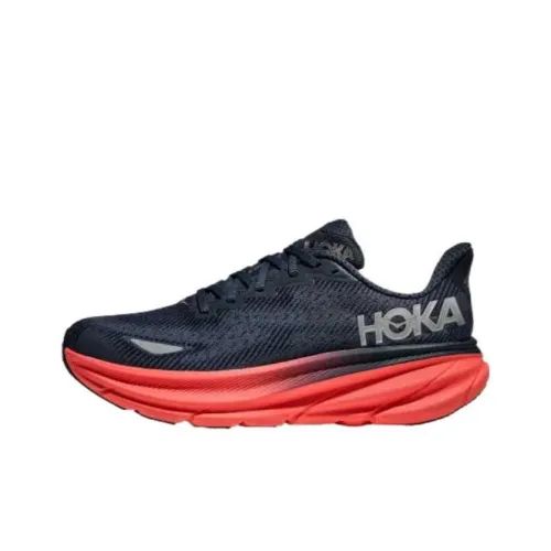 zapatillas de running HOKA ONE ONE ultra trail amarillas Clifton 9 Low Top Running Shoes Women's Black Red