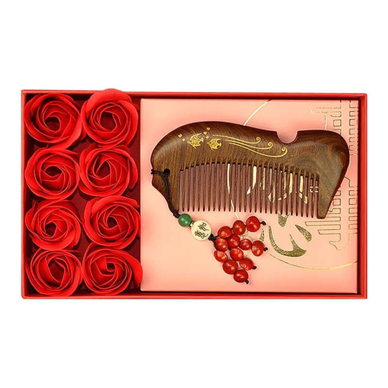 XIBI Mom Mother-in-Law Girl Teacher Elderly Creative Wooden Comb Set Massage Effectiveness-0