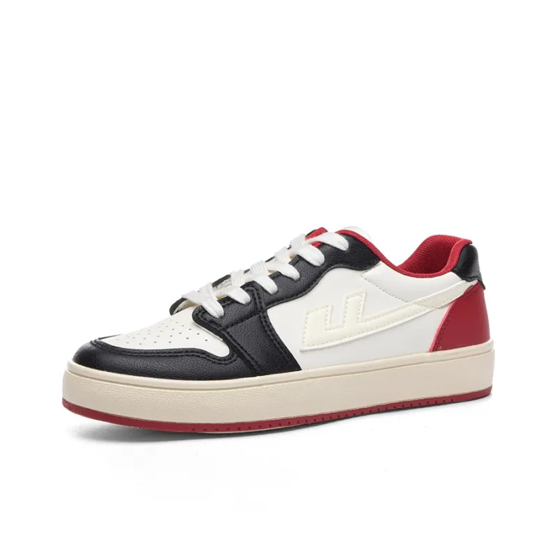 Warrior Anti Slip And Wear Resistant Lightweight Low Top Skateboard Shoes Unisex White Black Red-1
