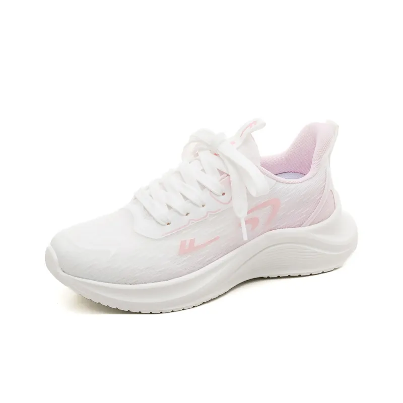 Warrior Breathable Lightweight Low Top Casual Training Long Distance Running Running Shoes Women's White Cherry Pink-1