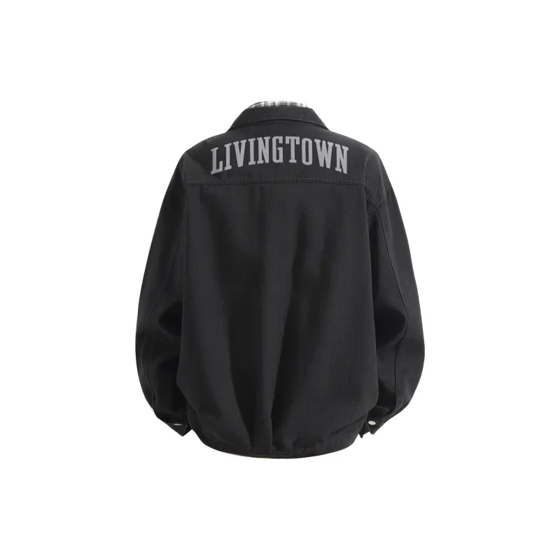LIVINGTOWN Denim Jacket Unisex Black-1
