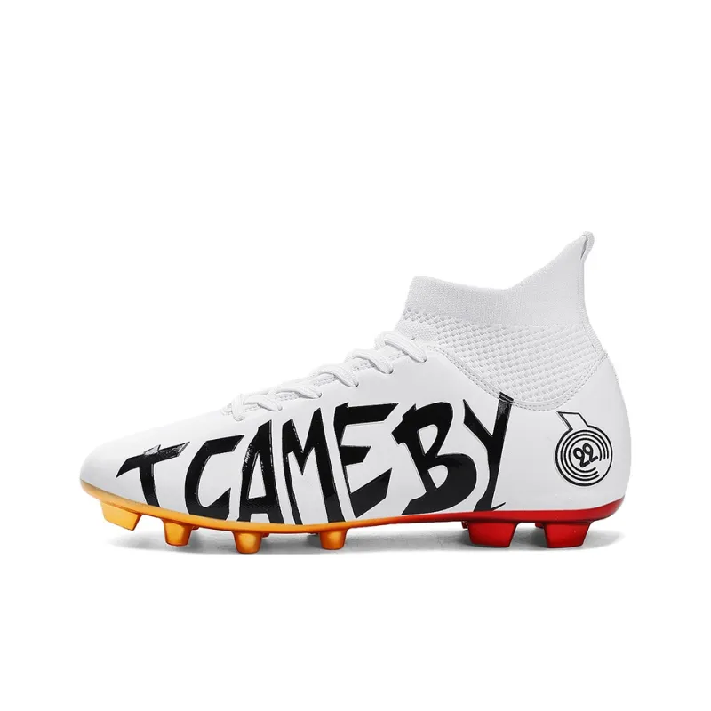 BIANSULONG TF Rubber Broken Studs Cushioned Slip Resistant Abrasion Resistant Soccer Shoes Unisex White-6