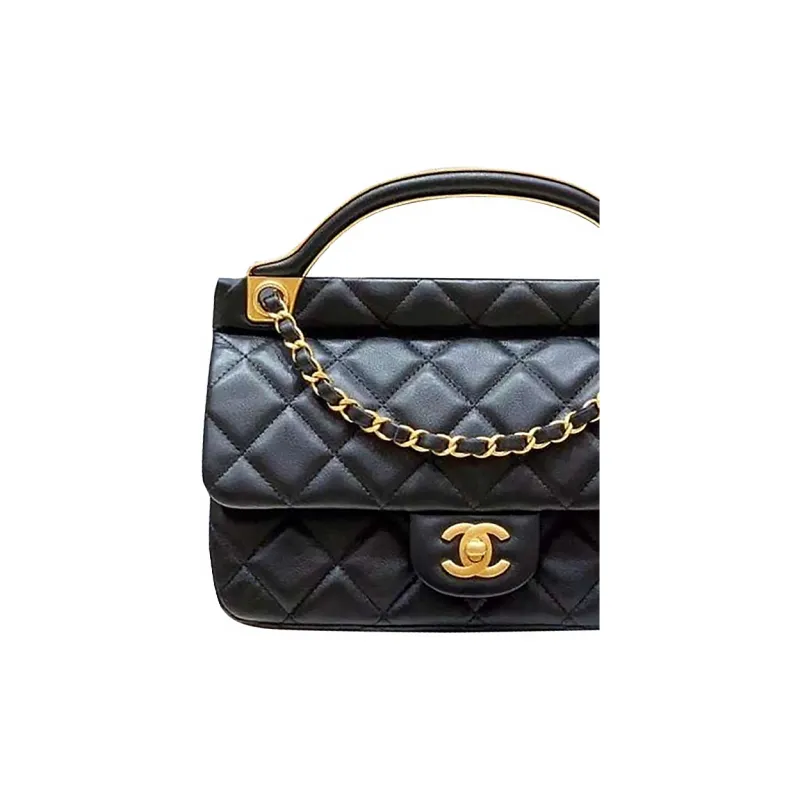 CHANEL Lambskin Flap Bag Hanger, Shoulder Bag, Crossbody Bag Trumpets Women's Black-2