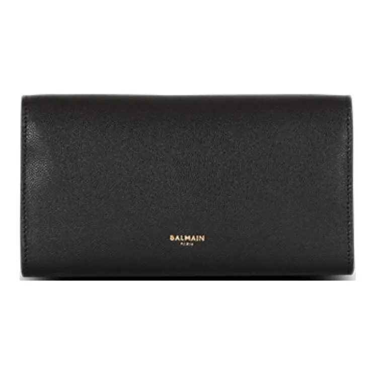 BALMAIN Grained Calfskin Clutch Women's Black-2