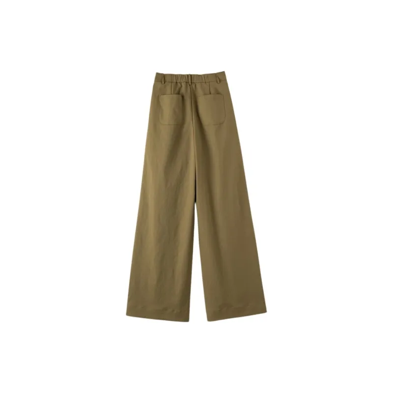 Late White Casual Pants Women's Army Green-3