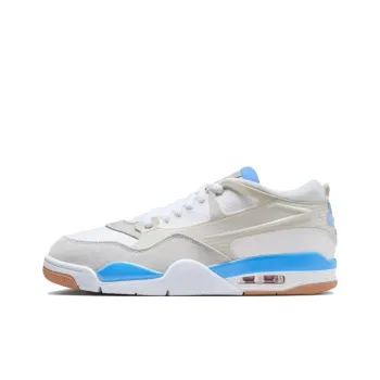 Jordan Air Jordan 4 Cushioned Slip Resistant Abrasion Resistant Low Top Vintage Basketball Shoes Unisex Gray White Blue