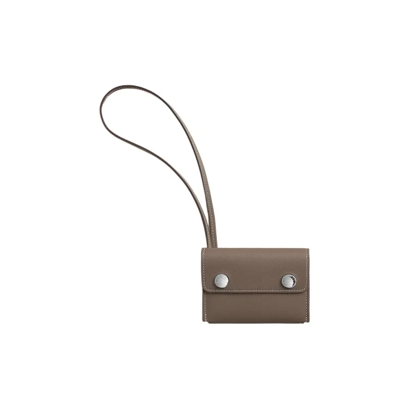 HERMES Hermèsnap Swift Calfskin Card Holder Regular Women's 18 Etoupe Elephant Gray-0