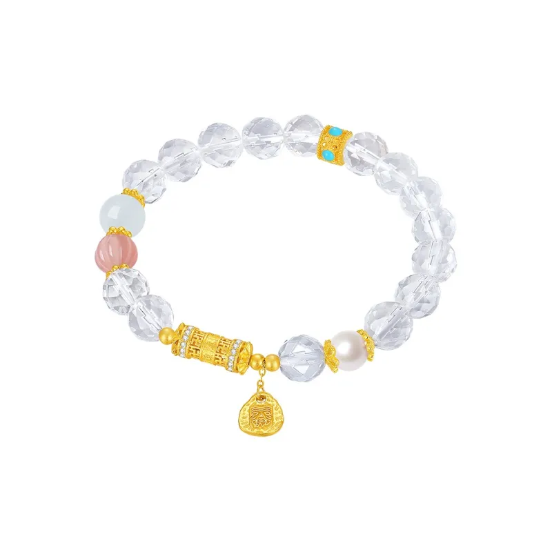 CHOW TAI SENG S925 Silver Pearl Agate, Crystal Bracelets Women's-1
