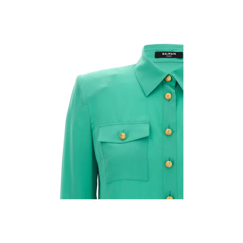 BALMAIN Embossed Buttons Long Sleeved Shirt-2