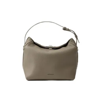 HONGU Cow Leather Bonded Synthetic Leather Crossbody Bag One Shoulder Handbag Regular Women's Elephant Gray/Ecru