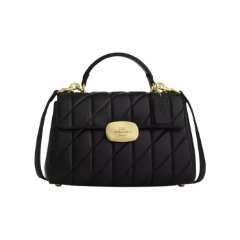 COACH Eliza Nappa Leather One Shoulder Handbags Large Size Women's Black