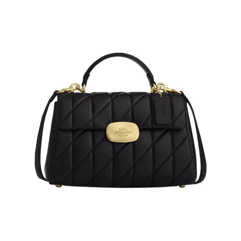 COACH Eliza Nappa Leather One Shoulder Handbags Large Size Women's Black-0