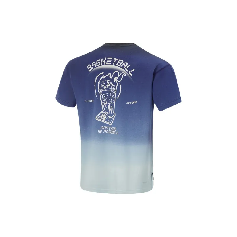LiNing Professional Basketball Series T Shirt Men's Image Blue Gradient-1