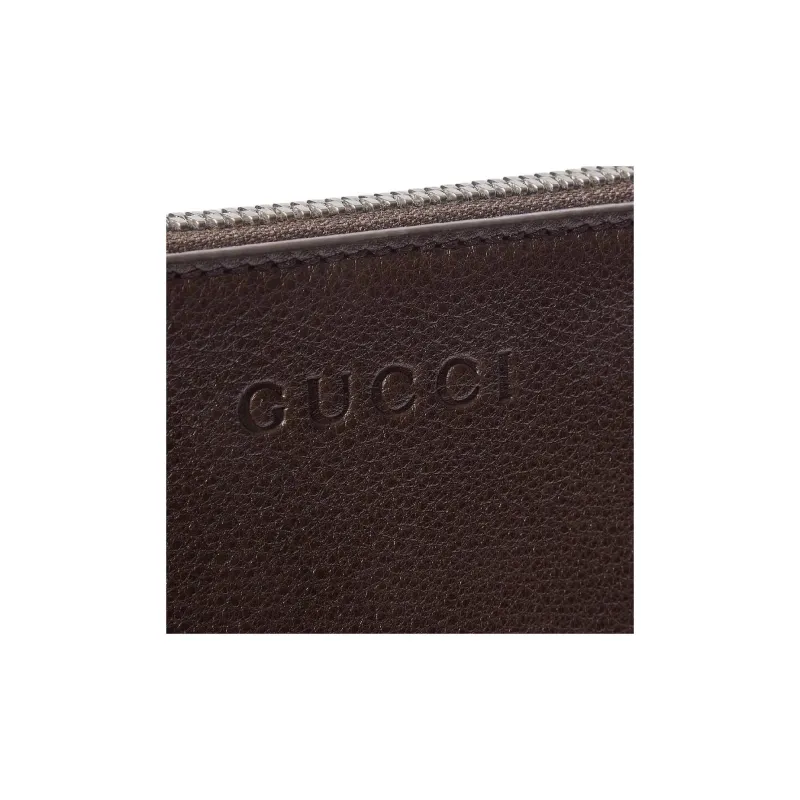 GUCCI Grain Leather Shoulder Bag Tubas Men's Dark Brown-5