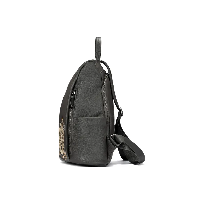 ROBERTA DI CAMERINO Cow Leather Business Backpack Tubas Unisex Classic Black/Elegant Gray-8