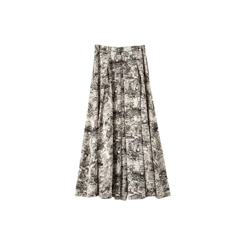 Late White Casual Long Skirts Women's Multicolor-3