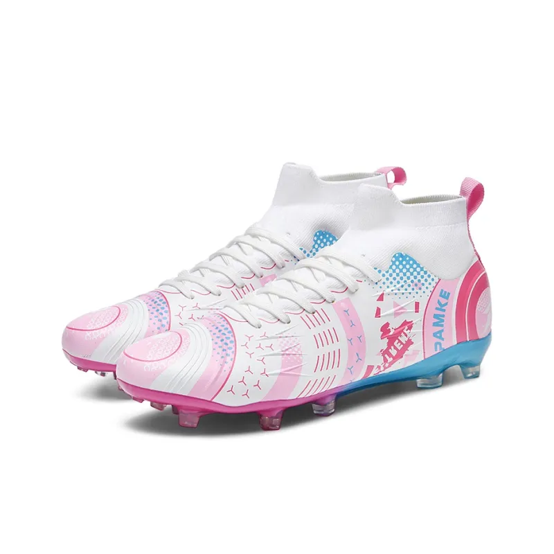 PANKE Soccer Shoes Unisex High Top White Pink Blue/White Dark Blue/White Purple Rose-2