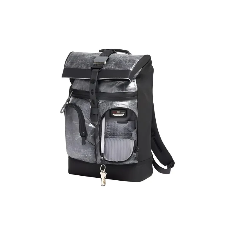 TUMI Nylon Fabric Backpack Unisex Black White-2