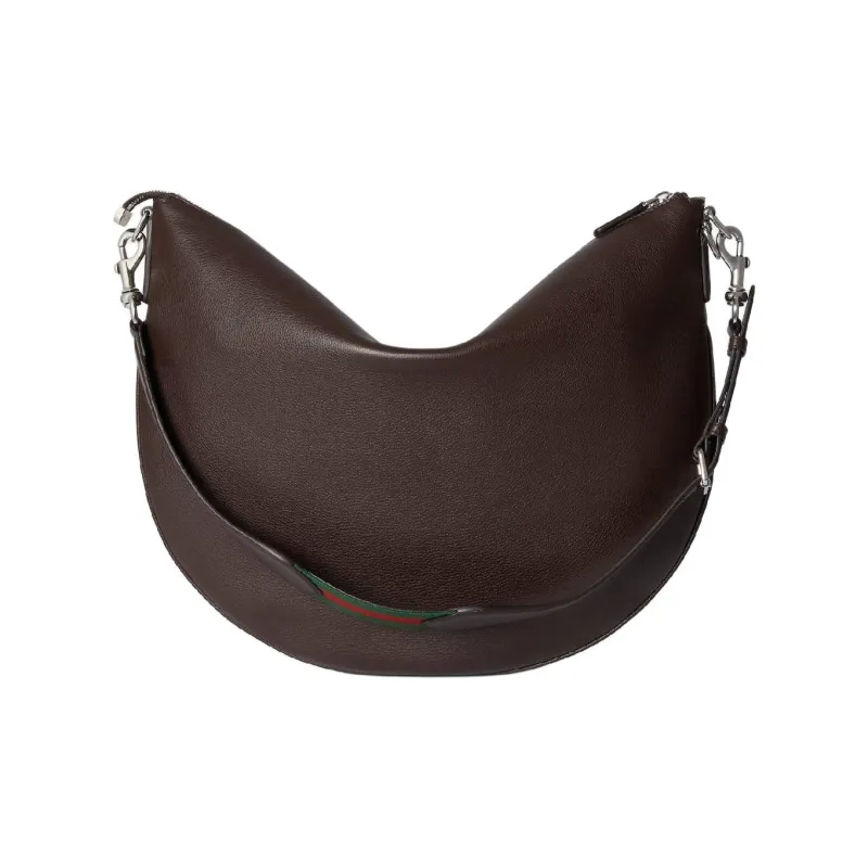 GUCCI Grain Leather Shoulder Bag Tubas Men's Dark Brown-3