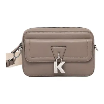 KARL LAGERFELD Natural Leather Camera Bag, Shoulder Bag Small Size Women's Beige