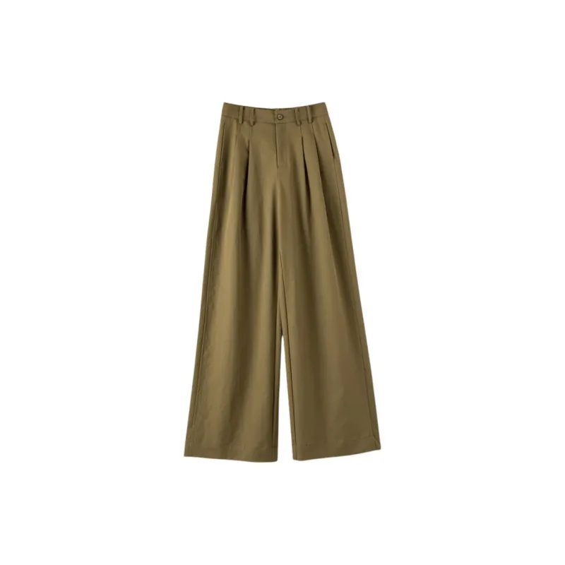 Late White Casual Pants Women's Army Green-2