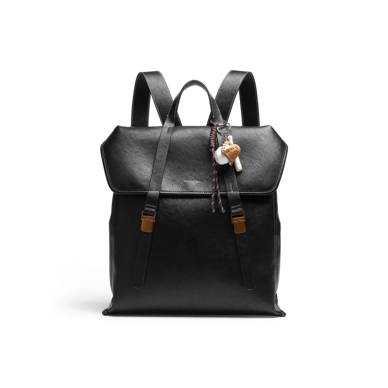Mulinsen Polyurethane Patchwork With Cow Leather Backpack Large Size Unisex Light Coffee-7