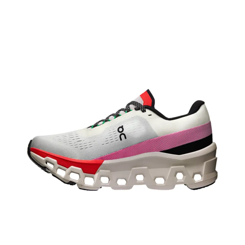 On Women's CloudmOnster 2 'Ivory Silver Red' Women's-1