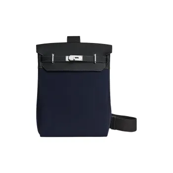 HERMES Hac A Dos Woolycot Canvas With Swift Calfskin Sling Bag Men's Ocean Blue