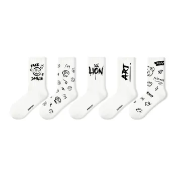 Primeet Mid Calf Socks Men's 5 Pack Psychedelic Bear