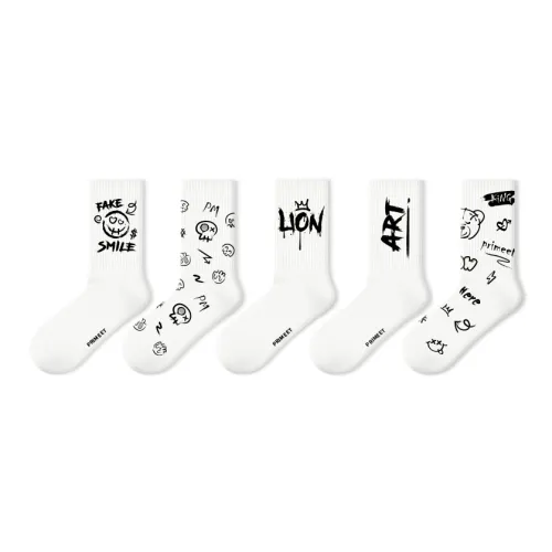 Primeet Mid Calf Socks Men's 5 Pack Psychedelic Bear