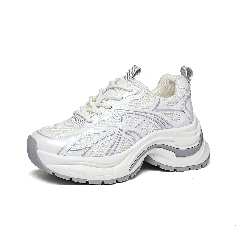 Golden Silk Rabbit Cushioning Anti Slip And Wear Resistant Height Increasing Low Top Chunky Sneakers Women's-7