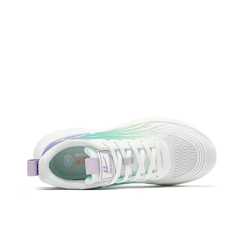 Warrior Cushioning Lightweight Breathable Quick Dry Low-Top Running Shoes Women's White Purple Blue Green-3