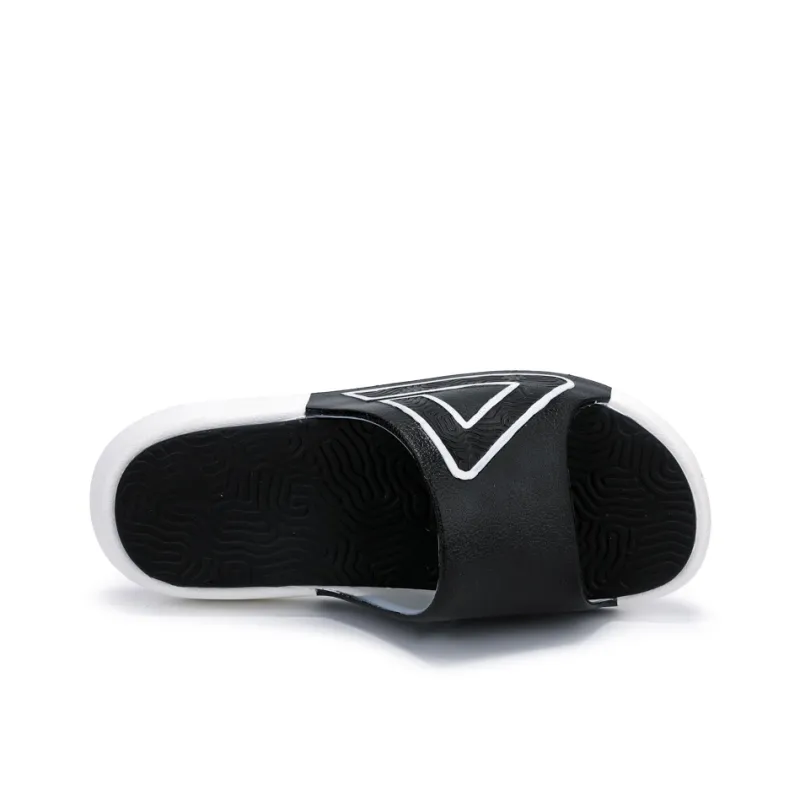 PEAK Slip Resistant Abrasion Resistant Cushioning Slide Slippers Unisex Black White-3