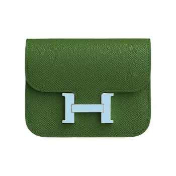 HERMES Constance Slim Epsom Calfskin Fanny Pack Coin Purse Wallet Women's Orchid Green & Sky Blue