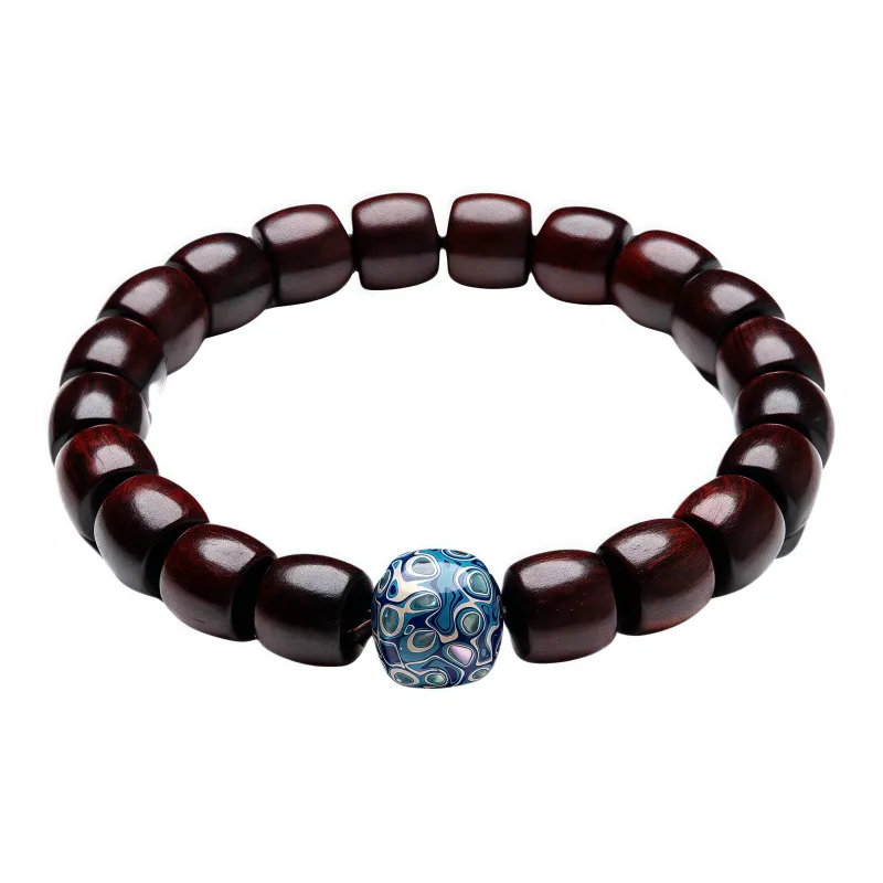 CHIKUANG Rosewood Blue Lacquer Bead Chinese Style New Trendy, Vintage Luxury Beaded Bracelet Unisex-0